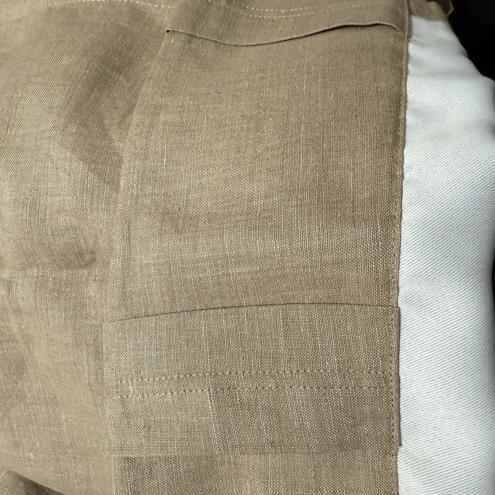 West Elm European Flax Linen Blackout Curtain 48x108 Dark Flax Brown $200 Retail